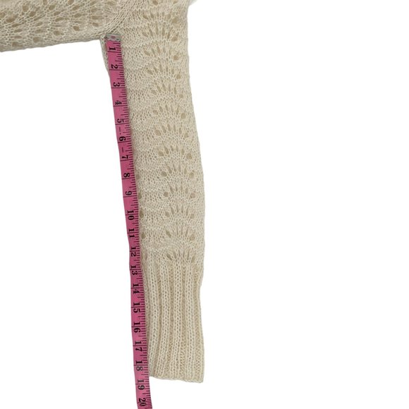 H&M Light Cream Lacey Pattern Cardigan Hand Knitted Acrylic, Mohair, Wool Size S - Picture 11 of 13